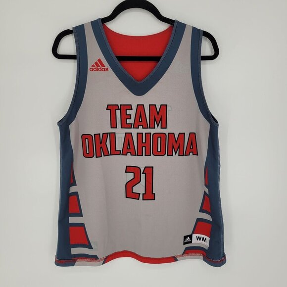 Adidas womens medium red gray reversible basketball jersey Team Oklahoma 21 - Picture 3 of 8